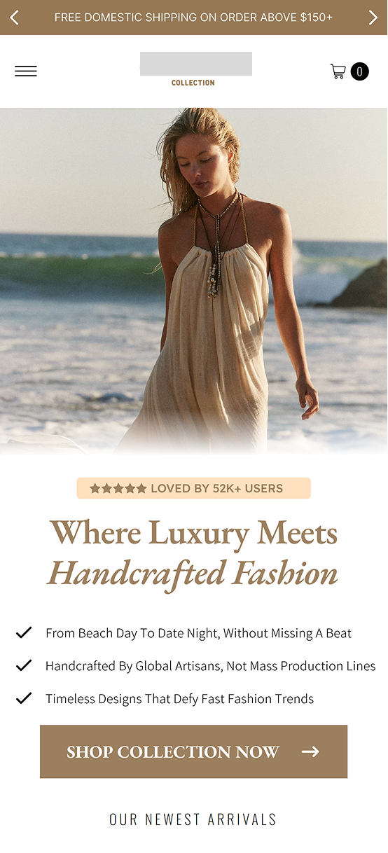 Shopify homepage conversion layout variant
